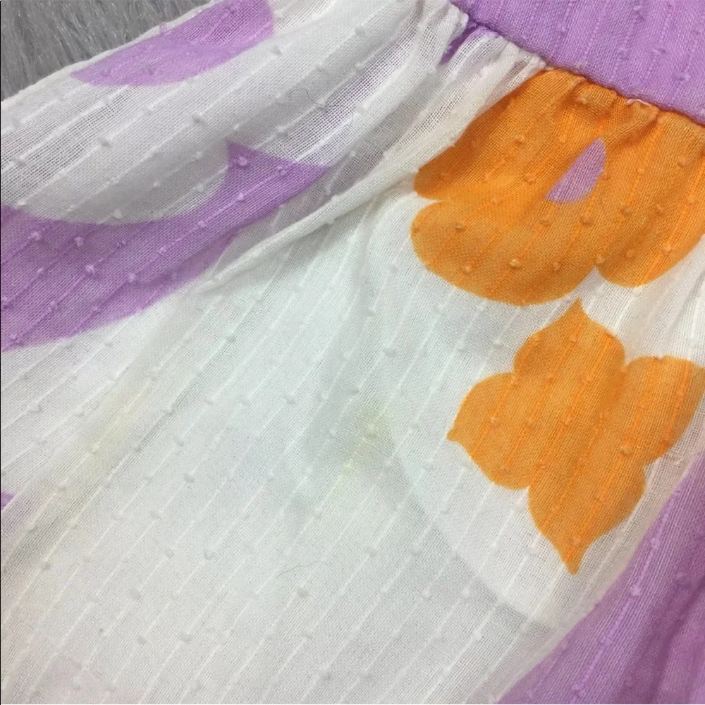 Vintage Handmade 60s Toddler Girls Drop Waist Swiss Dot Purple Orange Dress